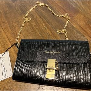 Viola Castellani Black Leather Chain Purse